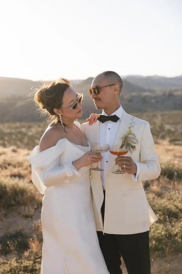 bridal hair and makeup for this intimate small wedding in joshua tree, california