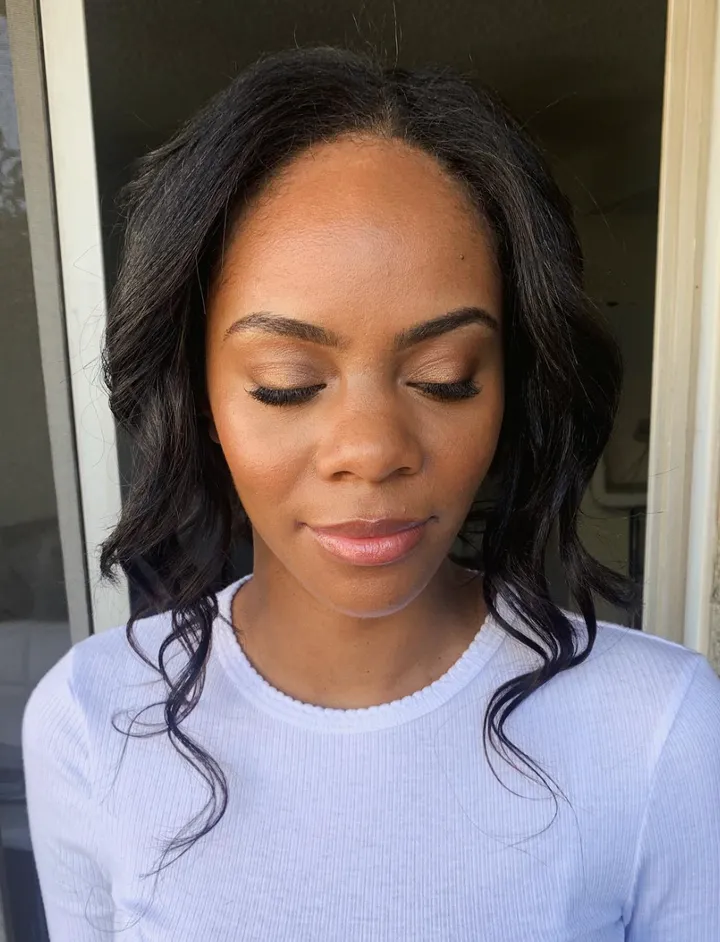 Natural makeup for dark skin toned bride.