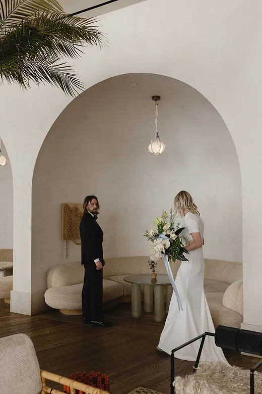 santa monica bride and groom before their intimate LA elopement