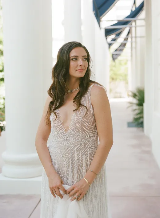 old hollywood hairstyle for bride's montecito wedding day