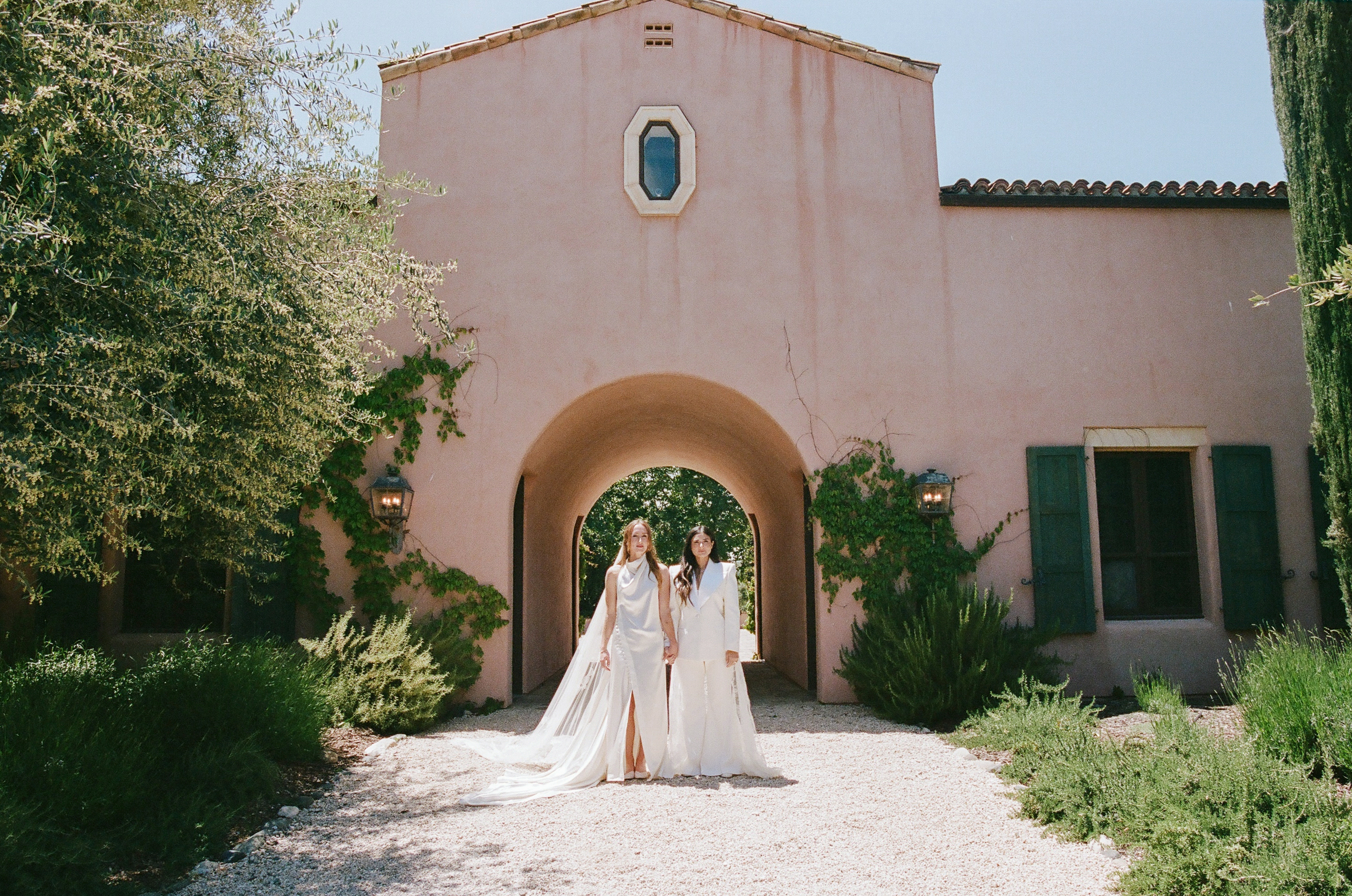Ilsey and Haley beneath the Santa Ynez arch, published in Vogue
