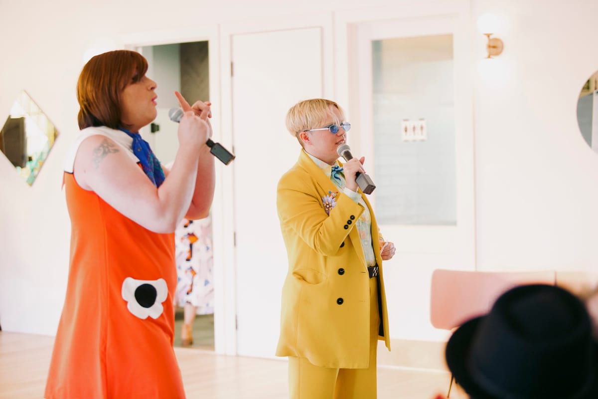 70's wedding guests go all out with their vintage fashion