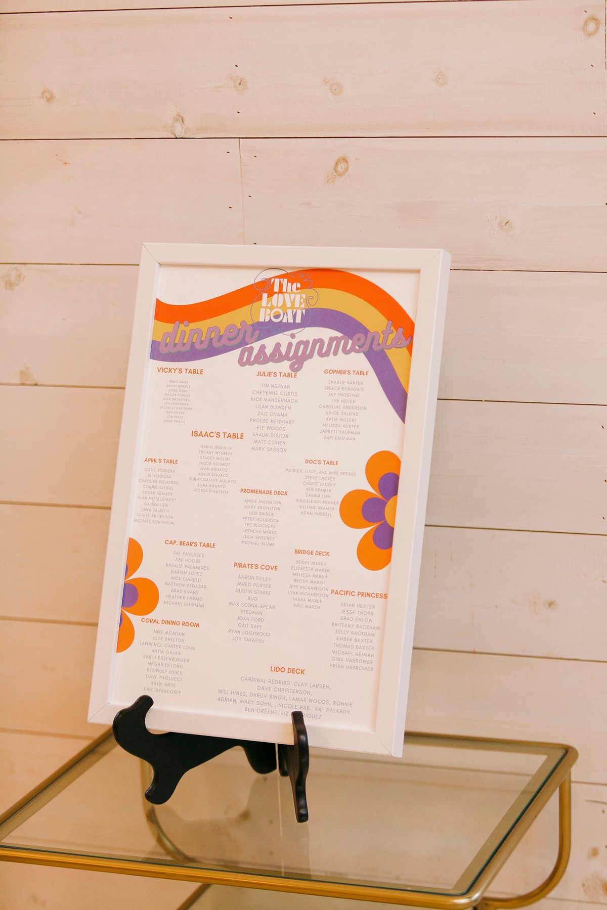70's themed wedding seating chart