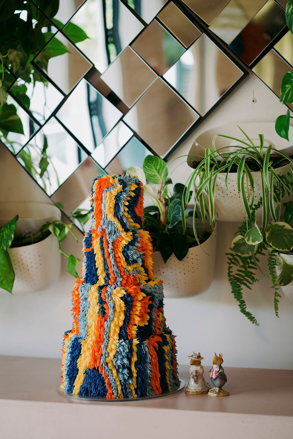 colorful and textured wedding cake