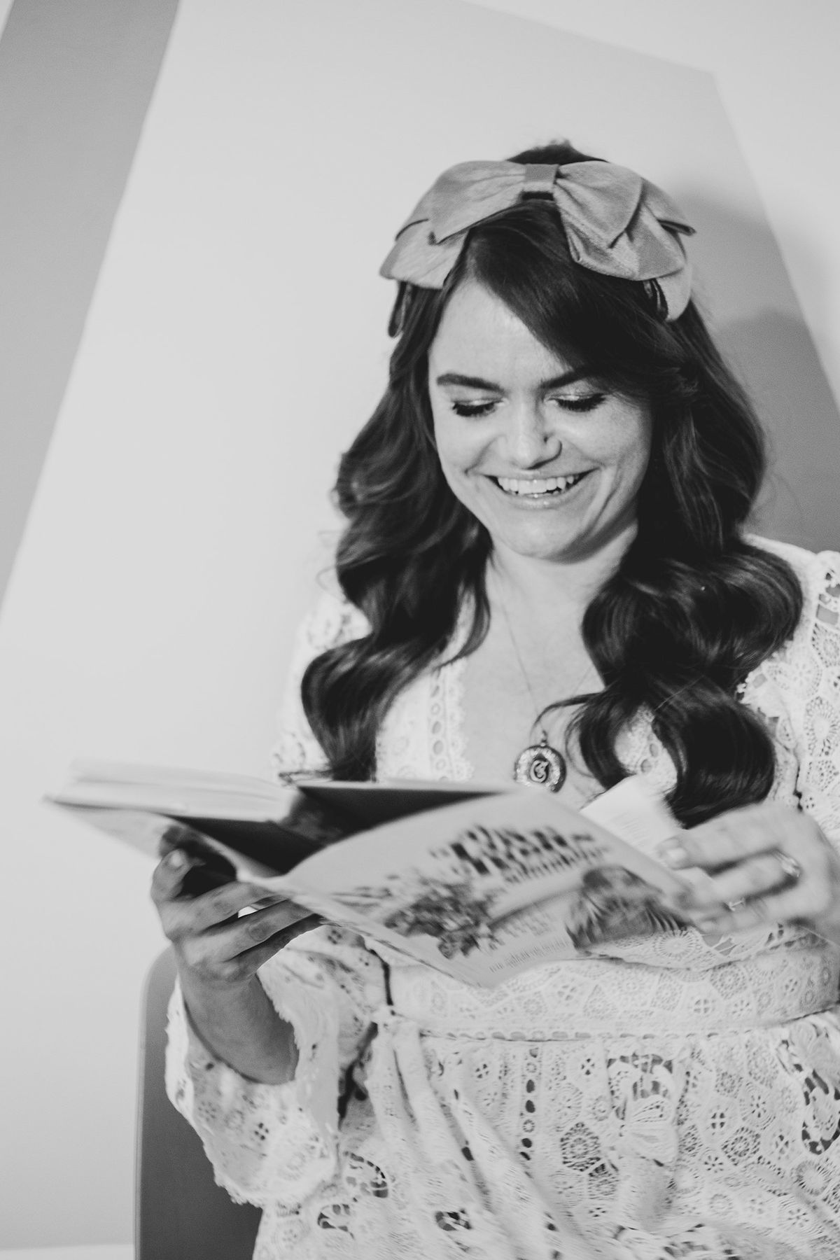 our bride chose a 60's and 70's half up hairstyle with vintage bridal accessories