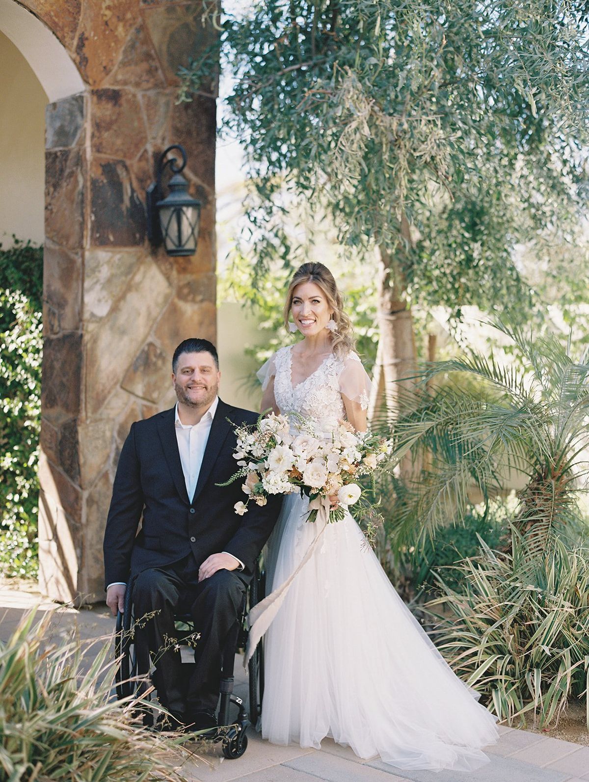 bride and groom's desert wedding in coachella valley