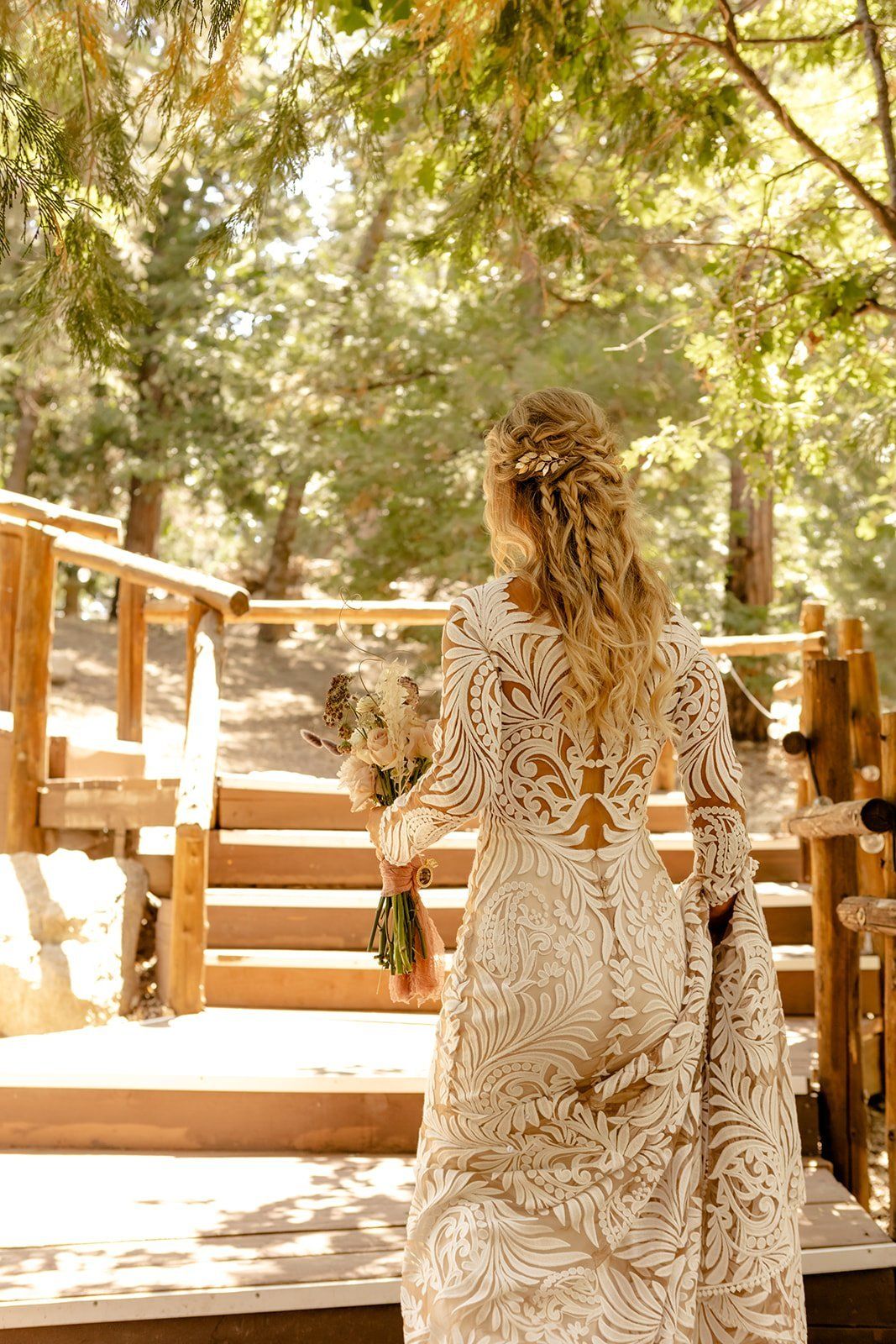boho braided hairstyle for this california fairytale wedding