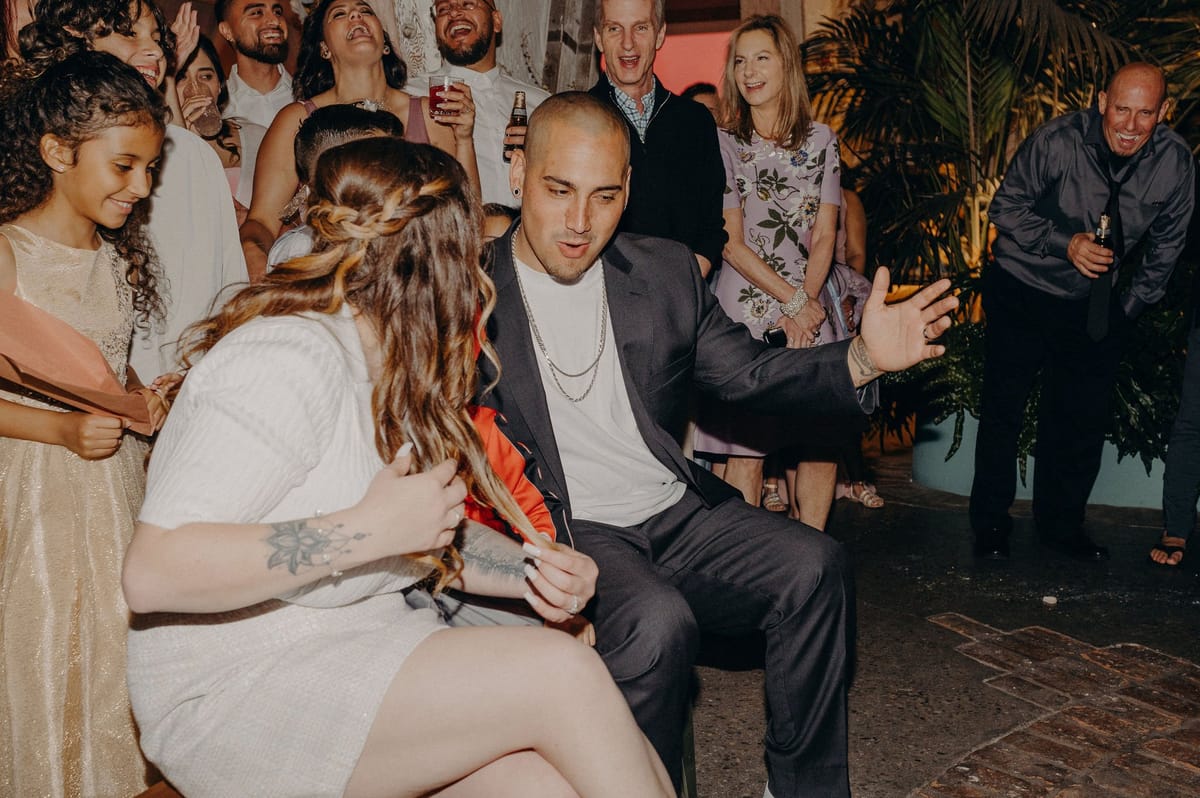 couple enjoy their wedding reception at grass room in downtown los angeles