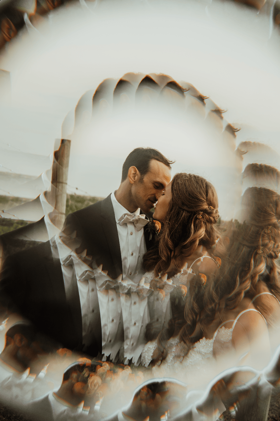 adorable bride and groom plan their wedding day using astrology