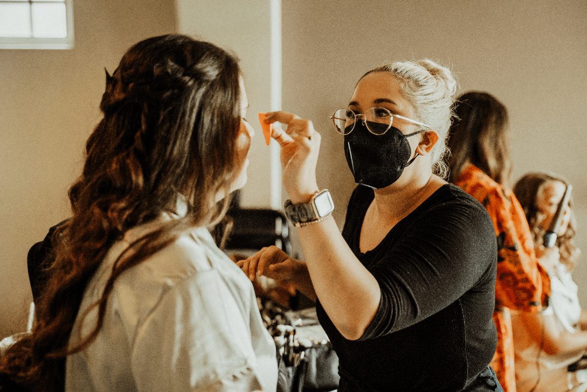 LA bridal hair and makeup team working with palos verdes bridal party