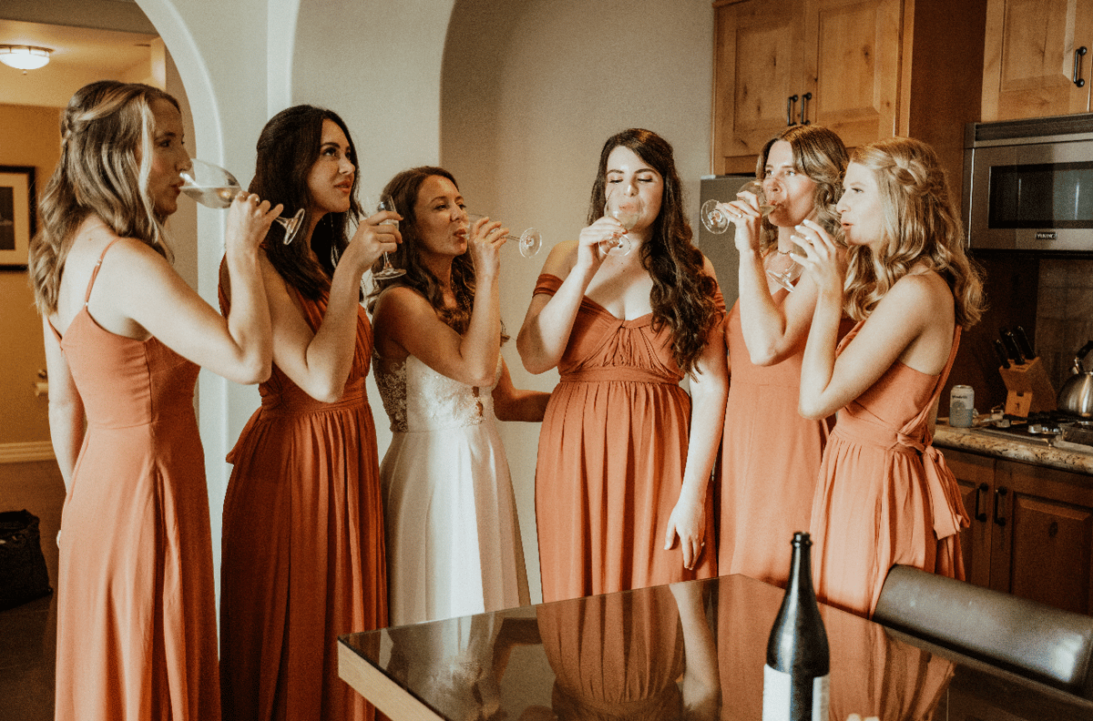 bride and bridesmaids prepare for the wedding at terranea resort