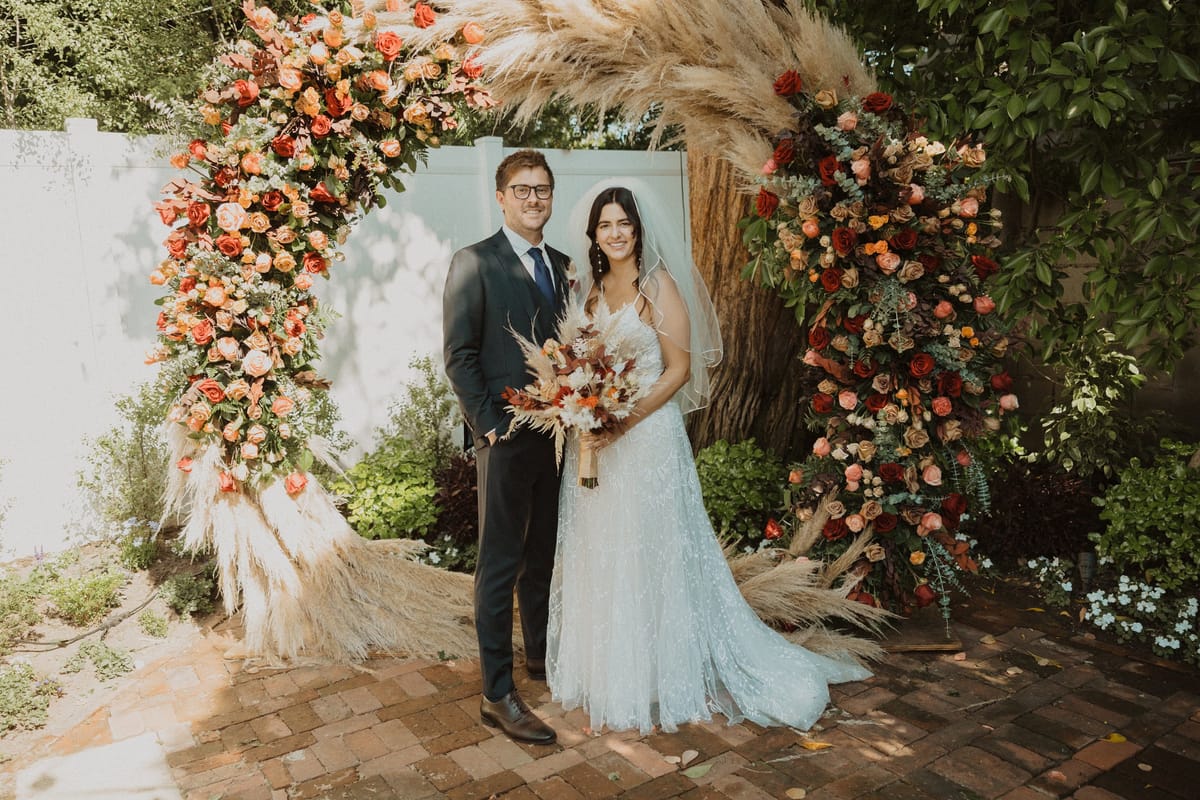 boho bride gets married in beautiful backyard wedding ceremony