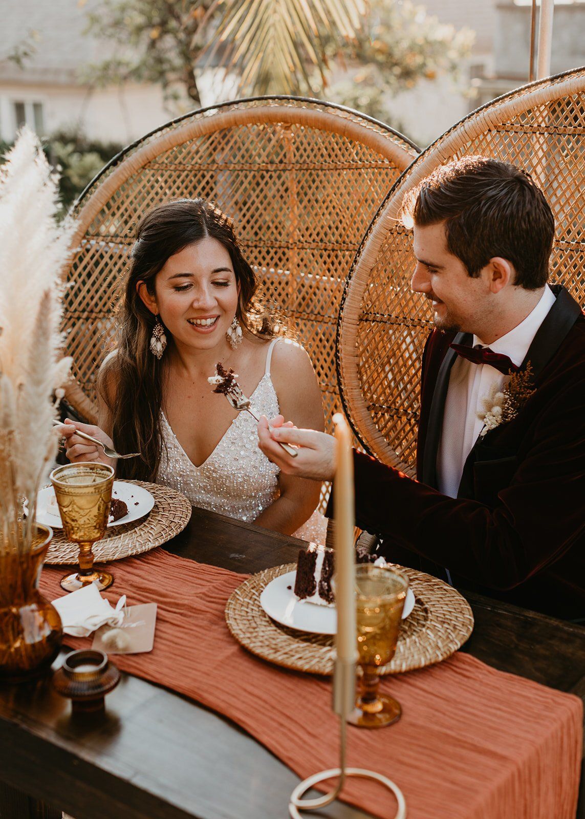 boho micro wedding in an echo park backyard