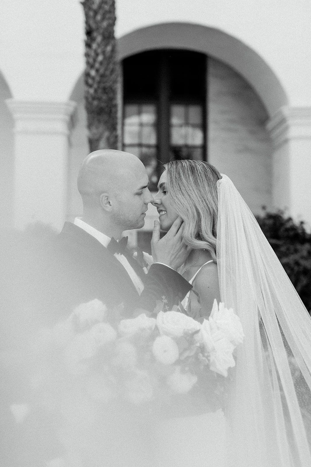 bridal portraits on the lawn of the santa barbara courthouse