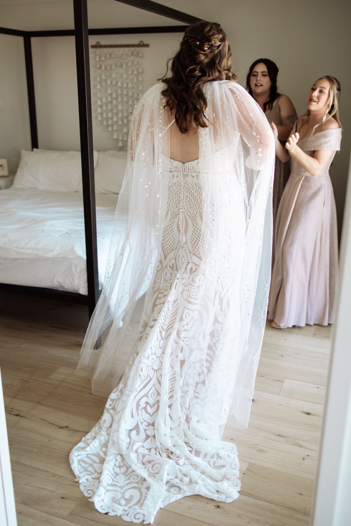 incredible trailing bridal cape completes this bride's vision