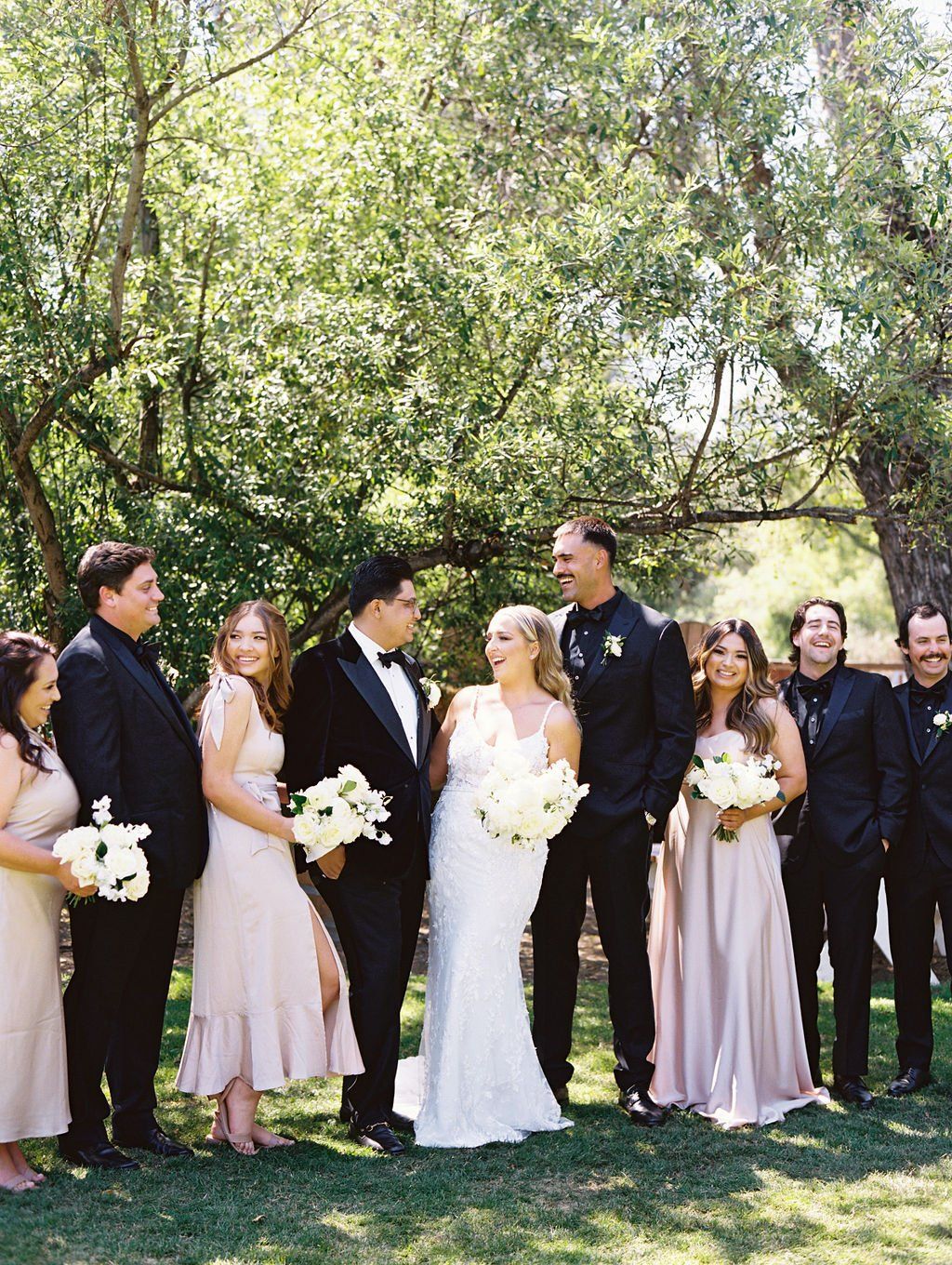 bridal party portraits before wedding at calamigos ranch in malibu, CA
