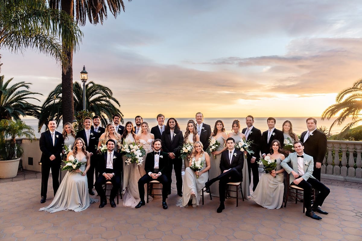 bridal party portraits at bel air bay club in pacific palisades