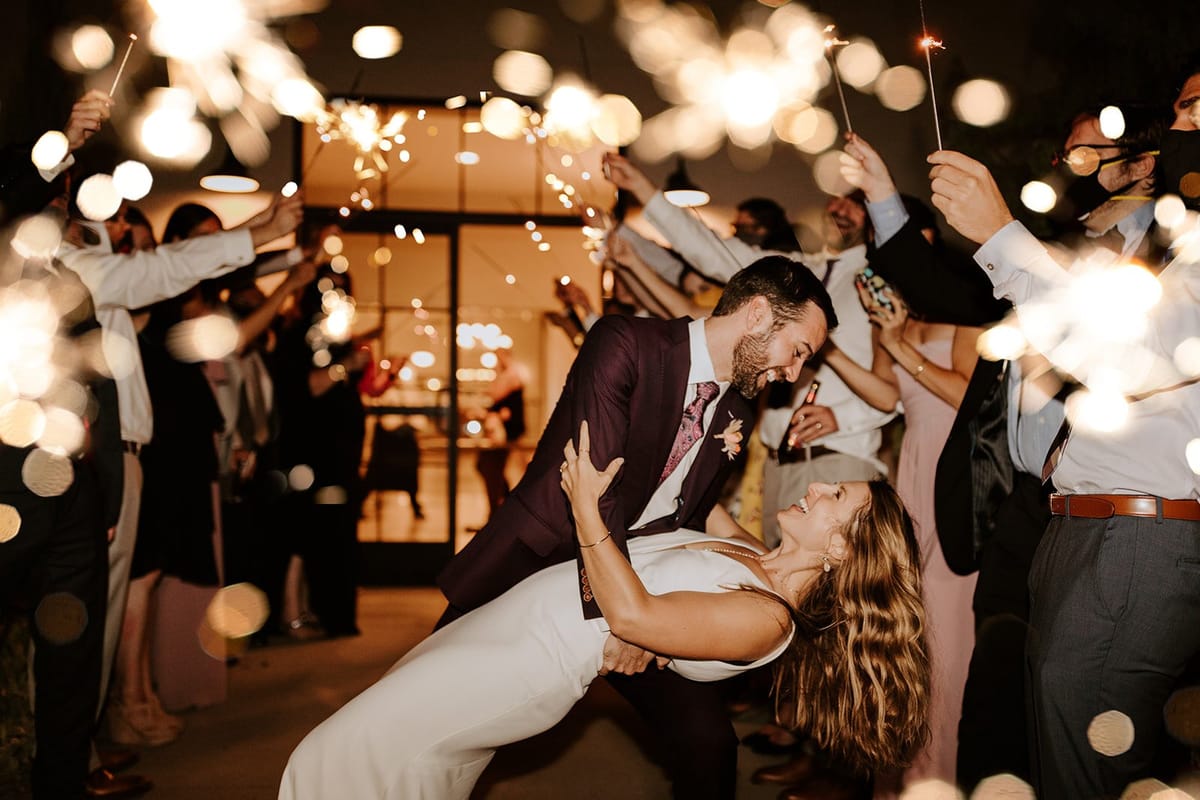 sparkler exit after california wedding reception