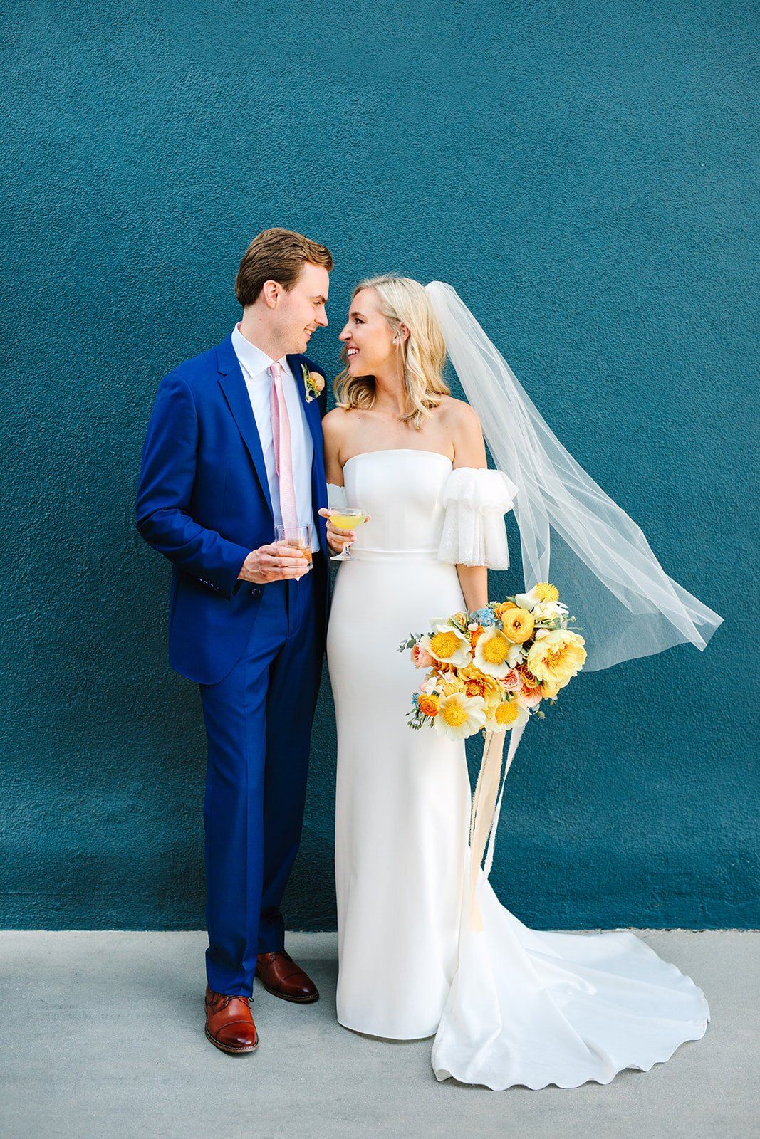 destination couple plan their intimate and colorful wedding in los angeles