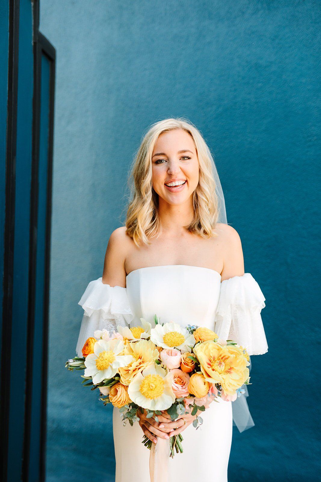 natural airbrush makeup and loose waves for this bride's LA destination wedding