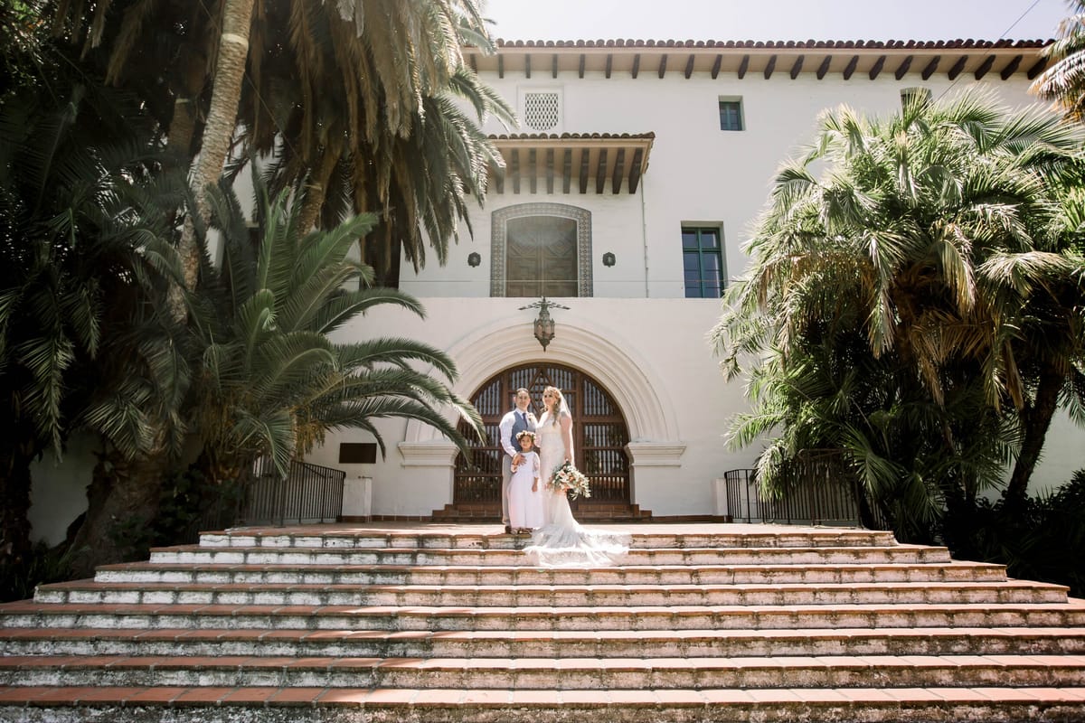 intimate family wedding ceremony at santa barbara city hall