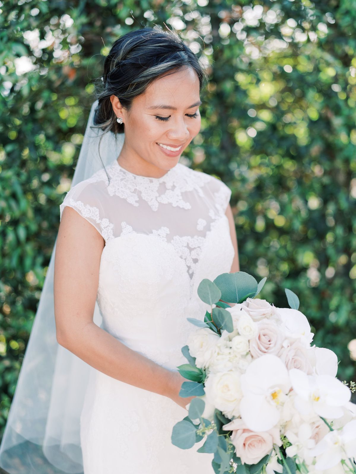 romantic bridal hair and makeup for this LA wedding