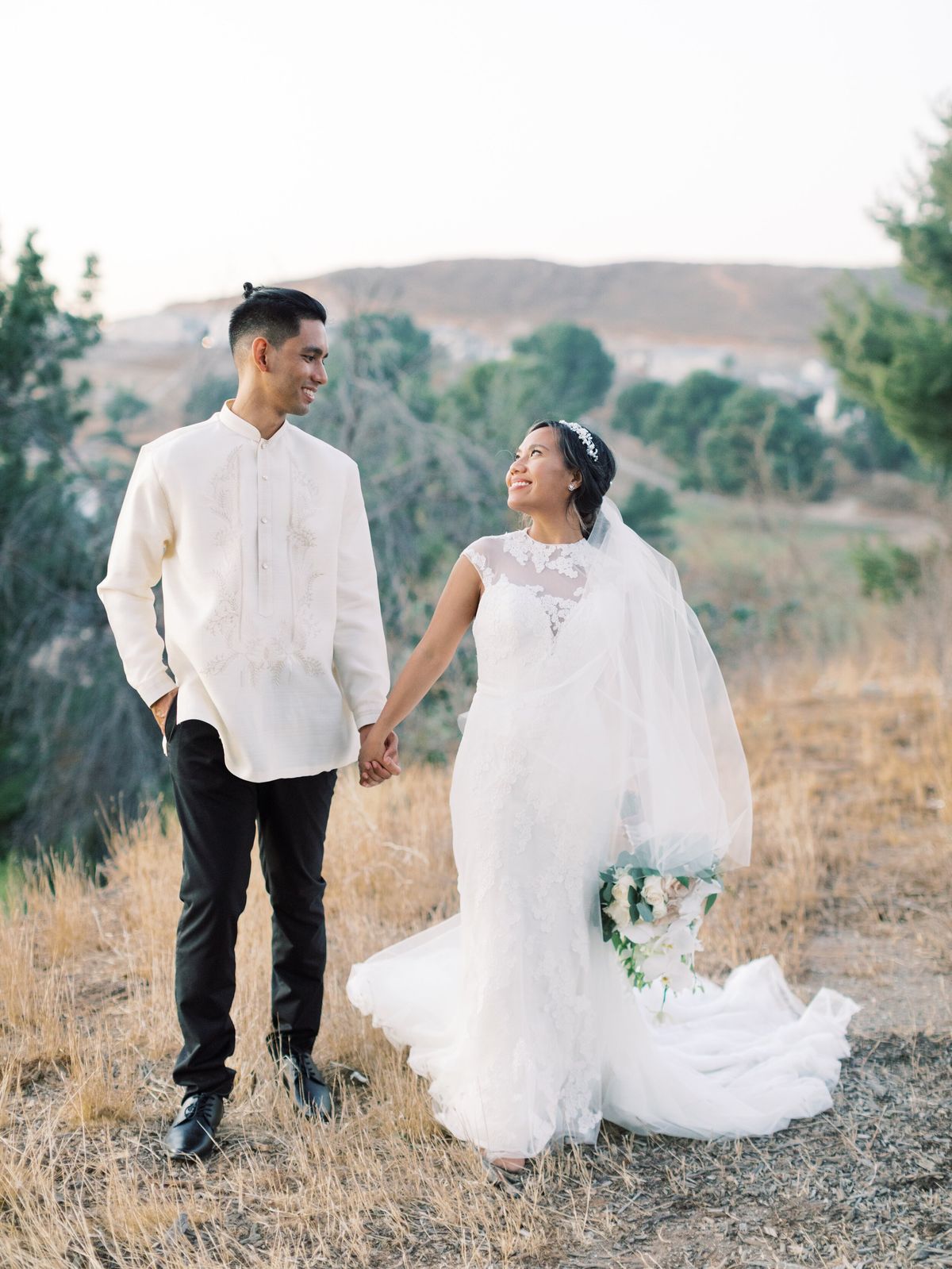 socially distanced wedding for this covid bride and groom