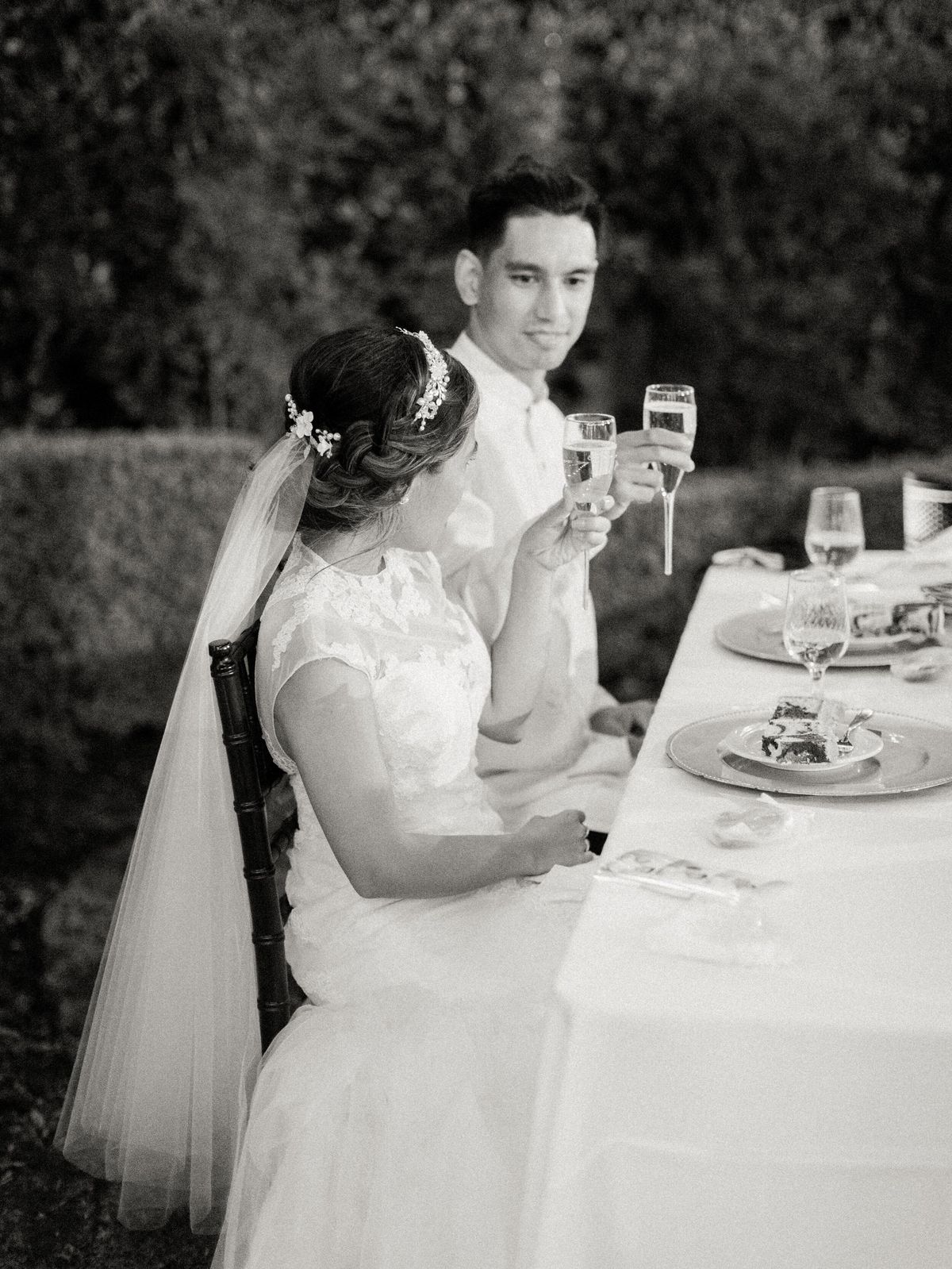 newlyweds cheers to getting married
