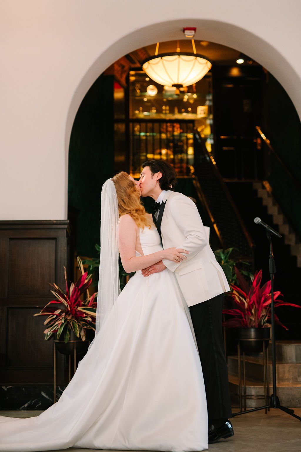 bride and groom incorporated classic, 60's, old hollywood elements into their wedding day