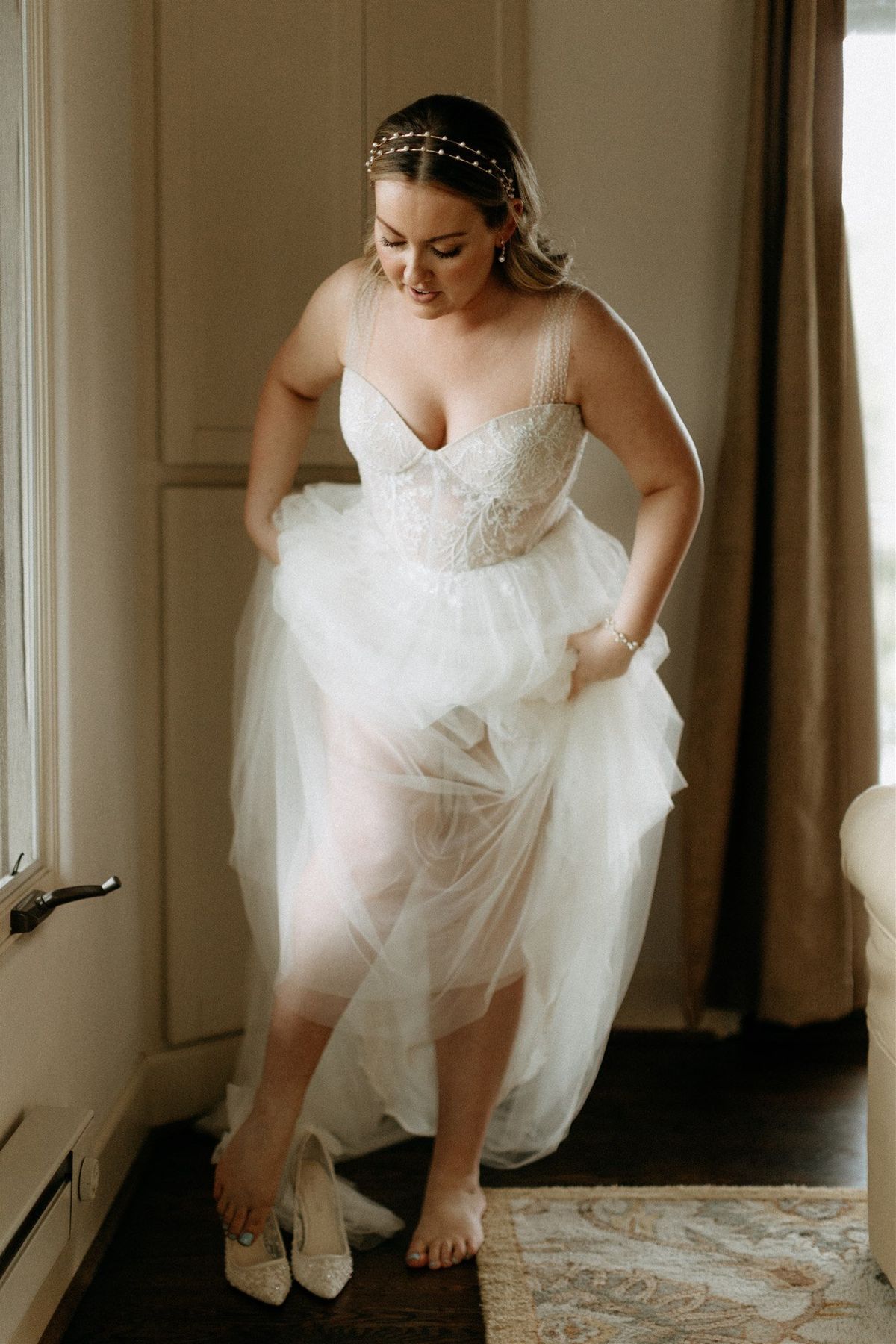 bride getting ready for her big sur elopement
