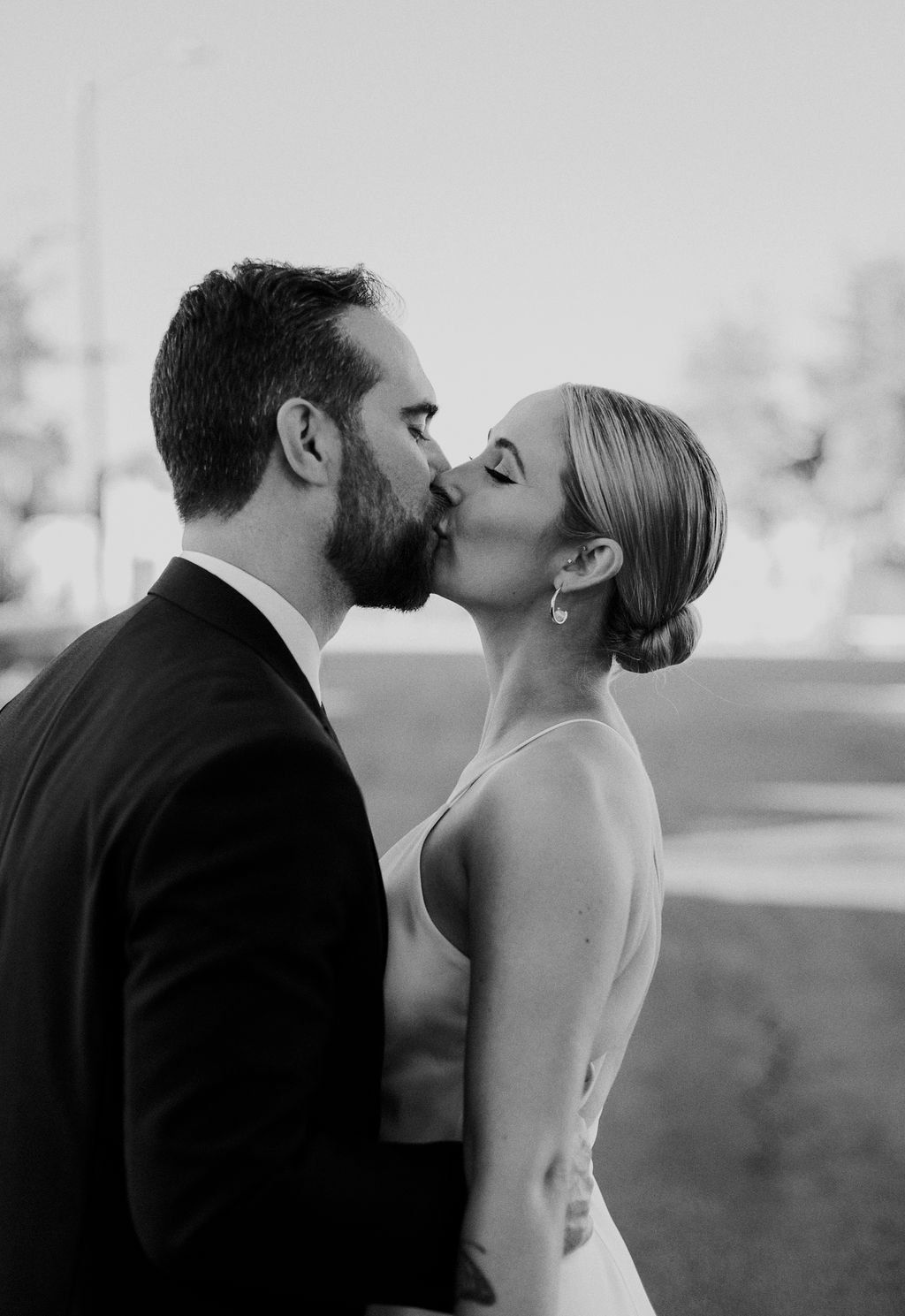 romantic bride and groom shots after their LA wedding