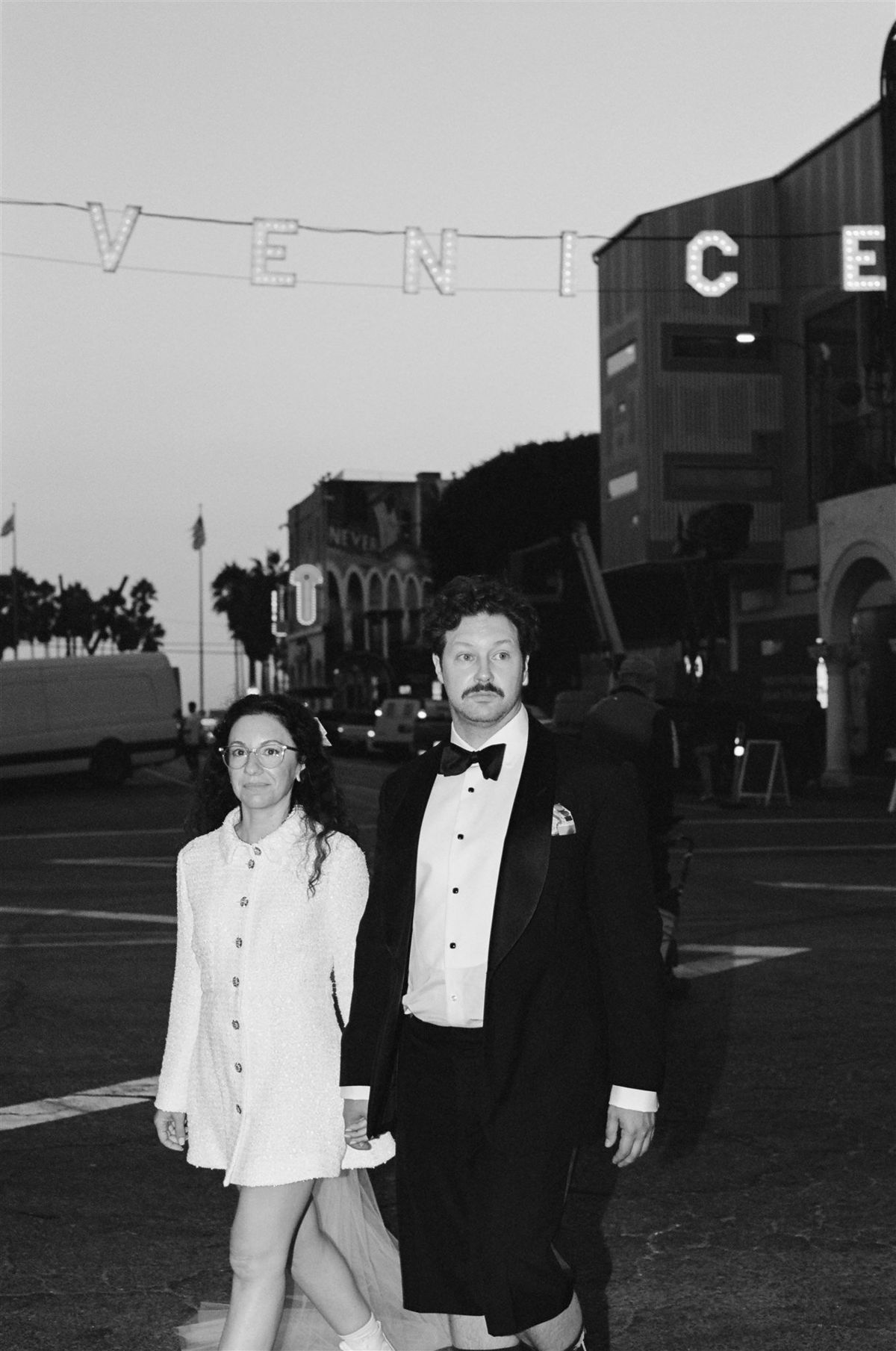 bride and groom iconic elopement at venice canals in los angeles