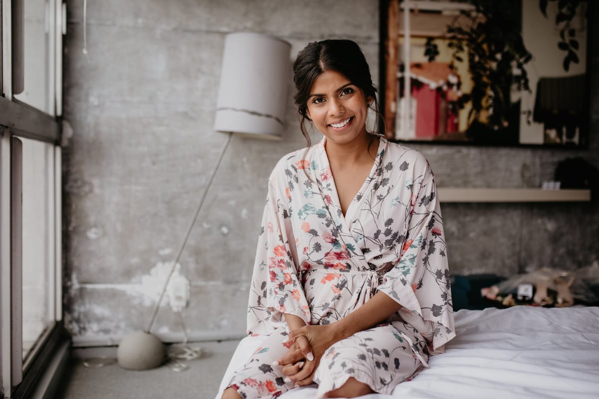 beautiful indian bride gets ready at the line hotel in koreatown, los angeles