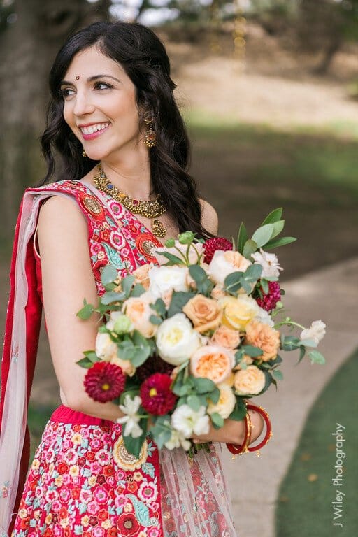 natural and effortless hair and makeup for indian bride at saddlerock ranch