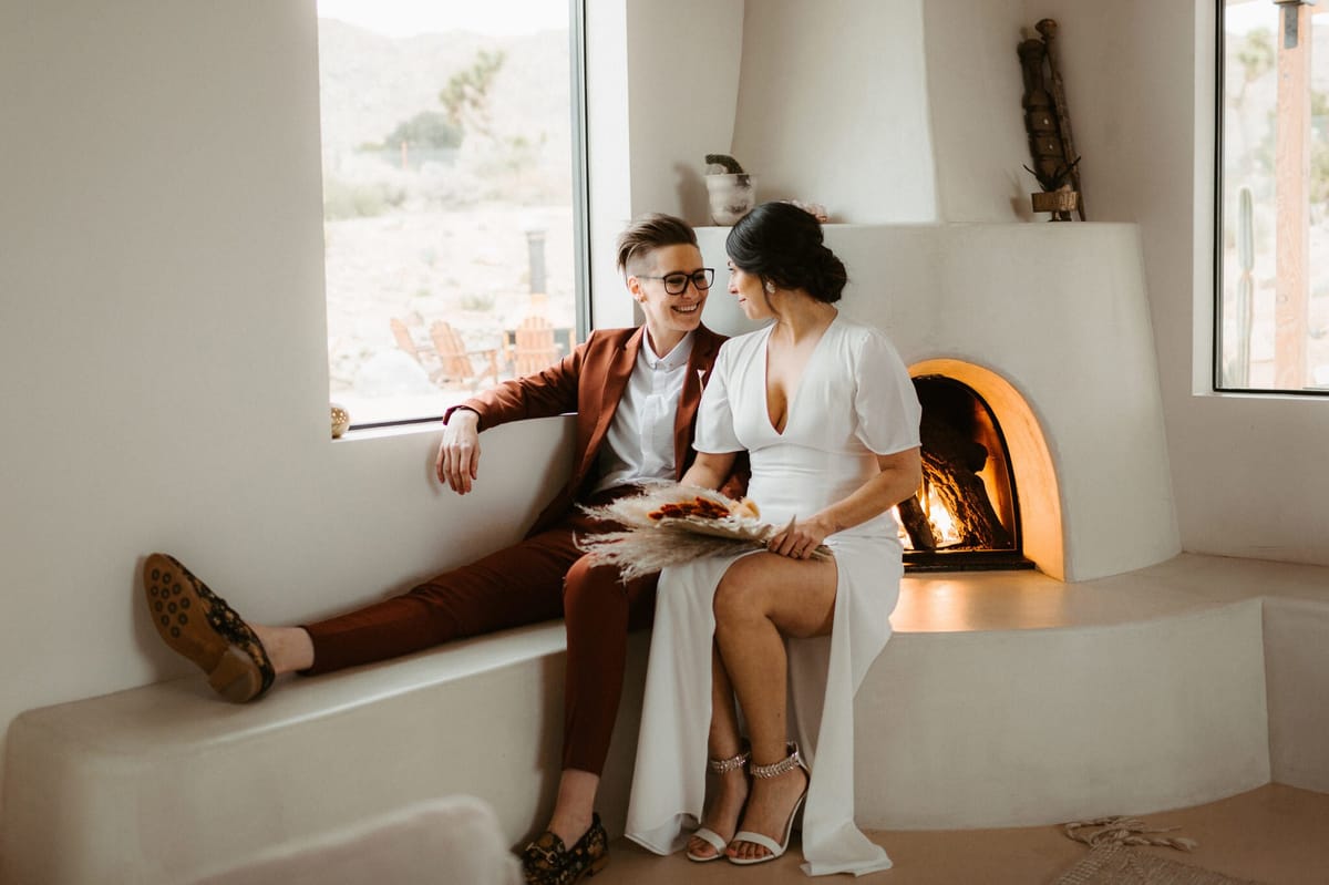 wedding photos at desert wild joshua tree airbnb