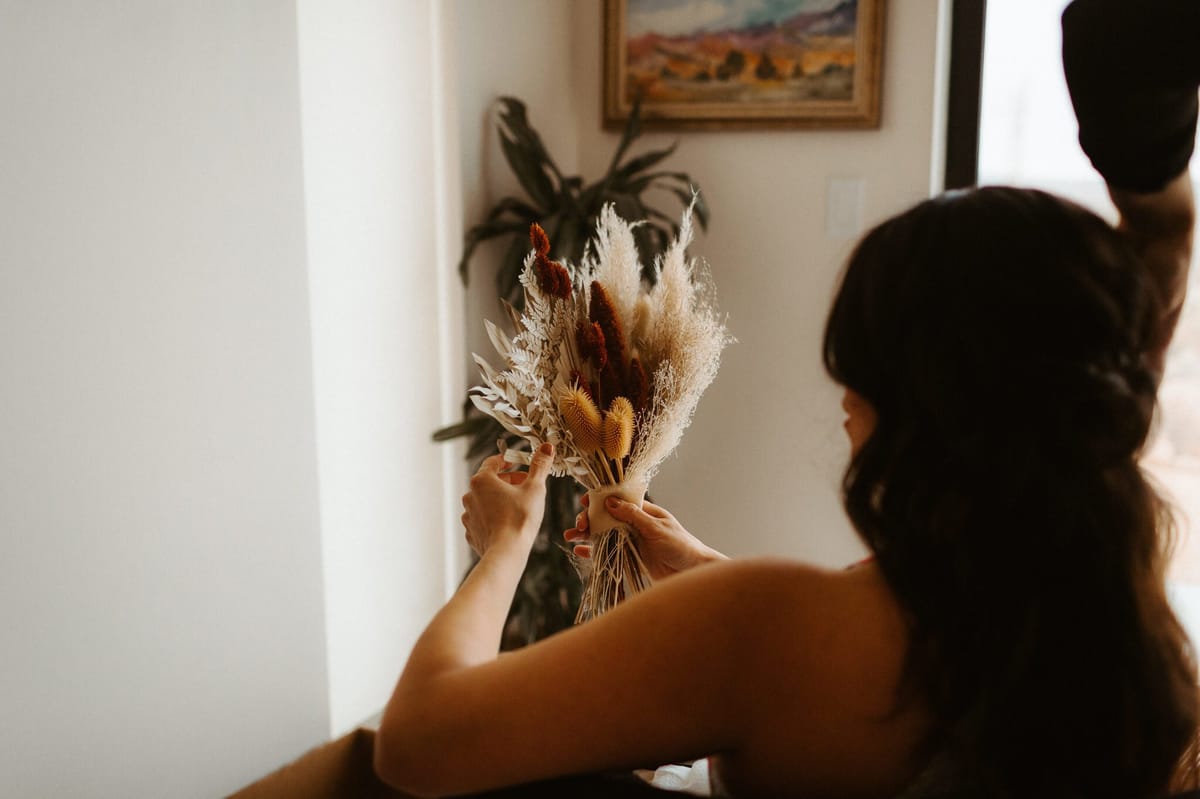dried floral bouquet for intimate joshua tree elopement
