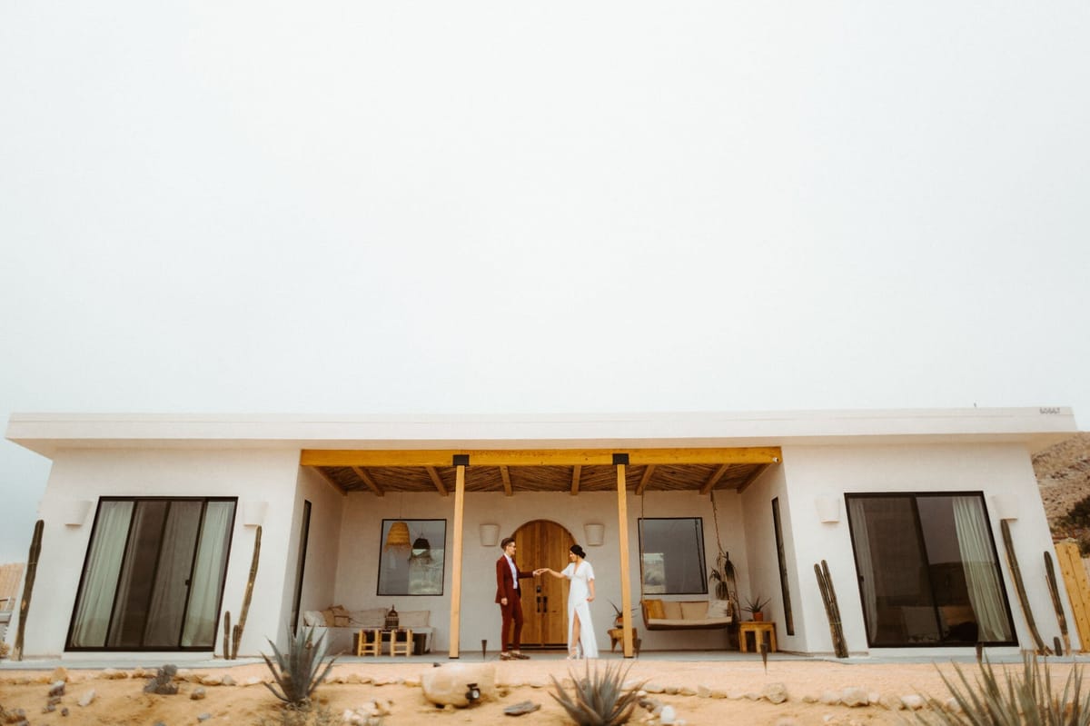 elopement in joshua tree at desert wild airbnb