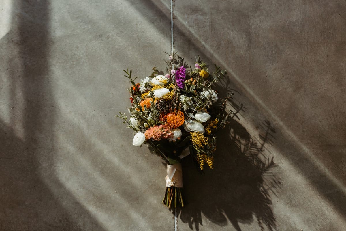 florals for joshua tree wedding out in the desert