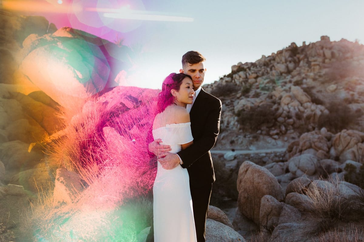 gorgeous LA couple go out to the desert of joshua tree to elope