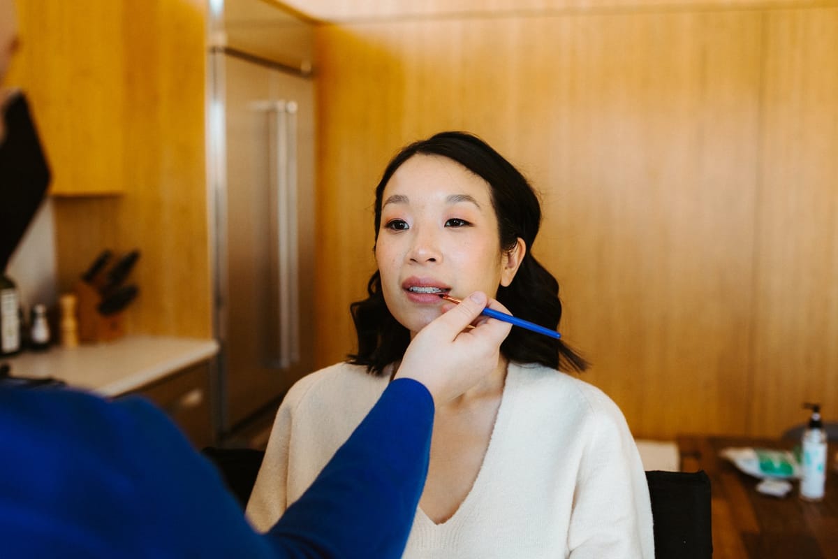 LA hair and makeup team getting joshua tree bride ready for her intimate elopement in the desert