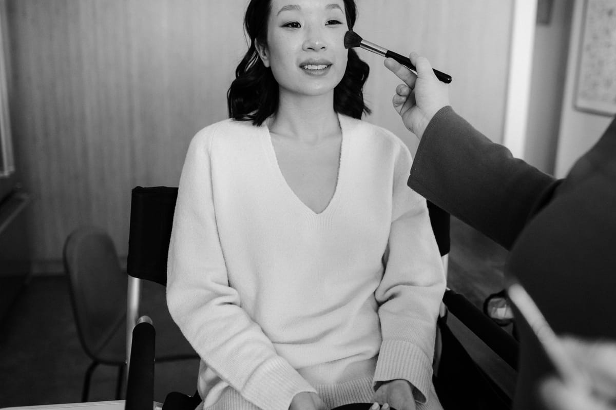 southern california hair and makeup artist gets bride ready for her wedding in joshua tree, ca