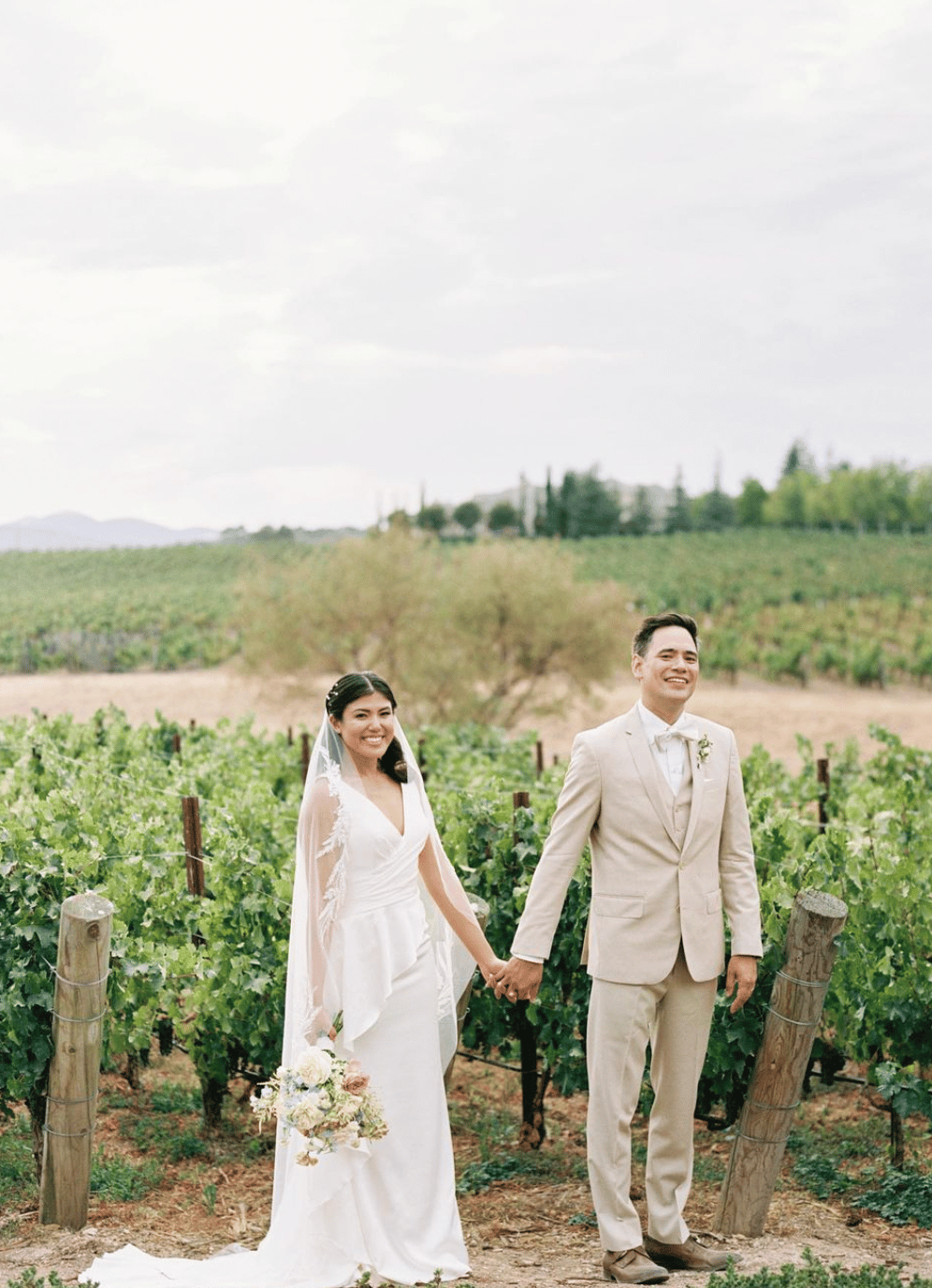 santa ynez vineyard in the backround of LA couple's wedding in santa ynez