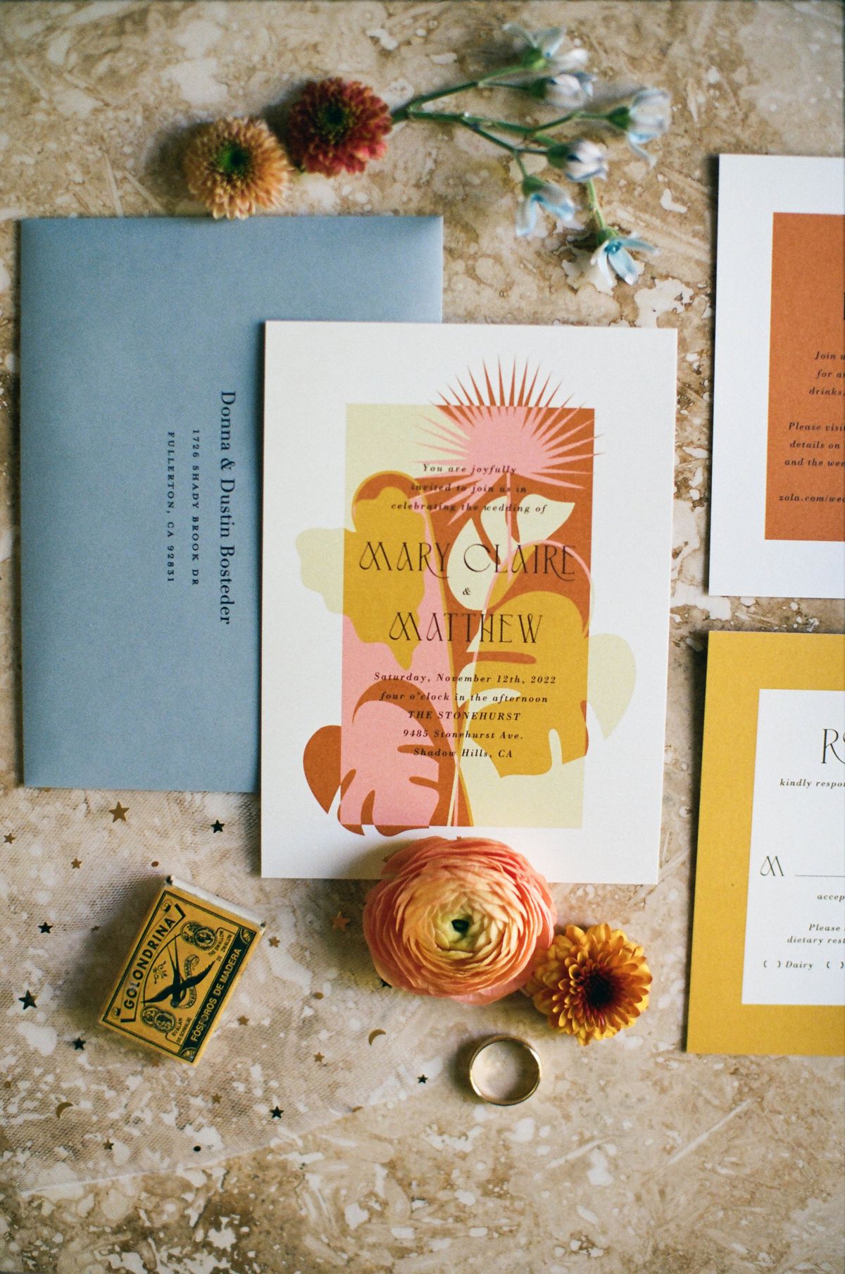 wedding detail photo with the wedding invite