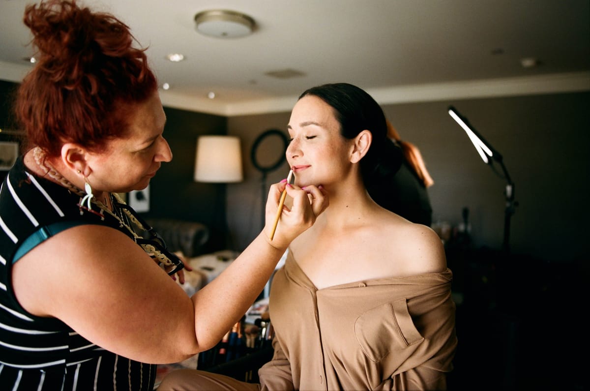 los angeles hair and makeup team get bride ready for her dream wedding at the stonehurst in shadow hills