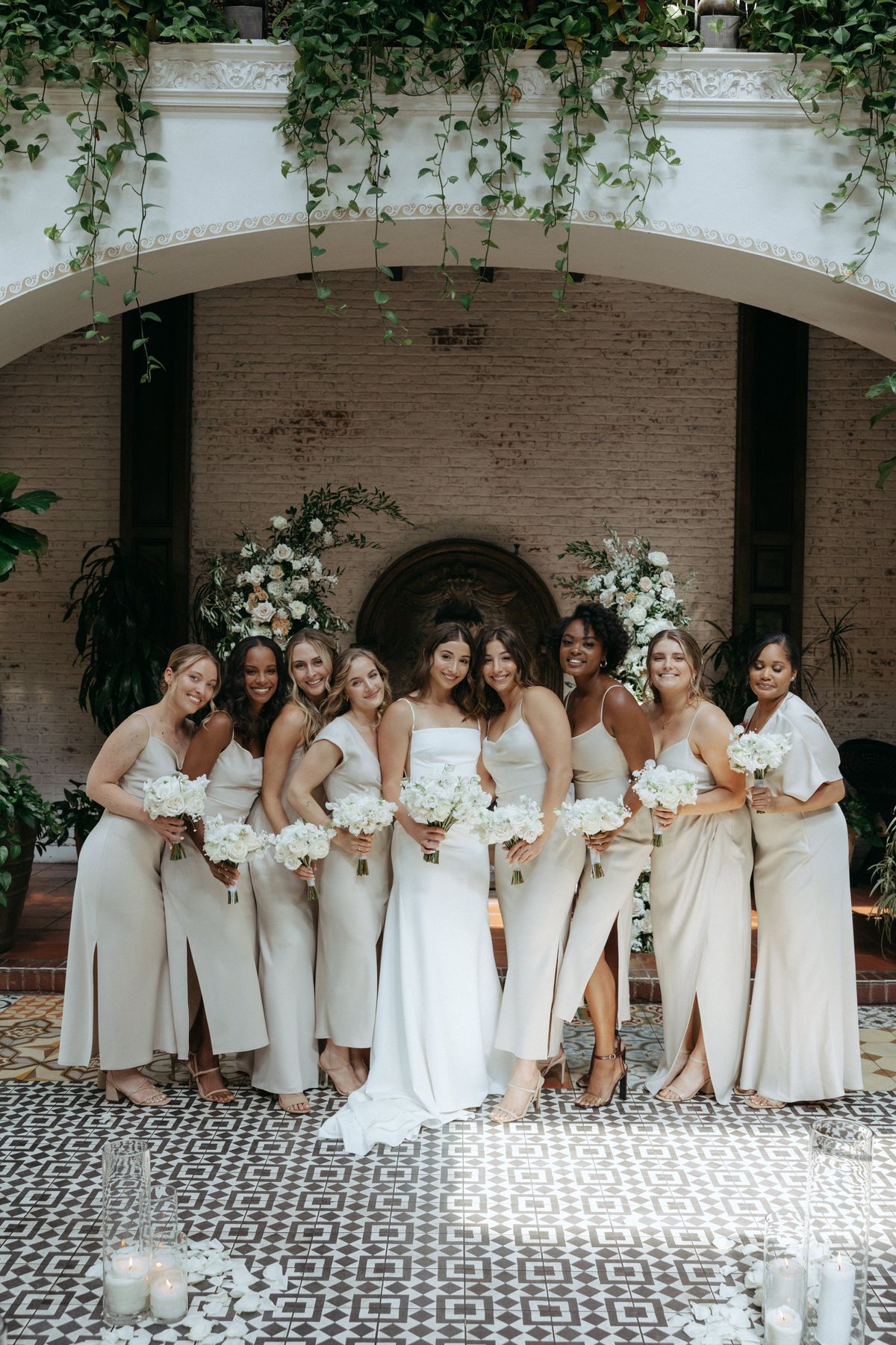 bridal party choose classic and modern hair and makeup looks for LA wedding
