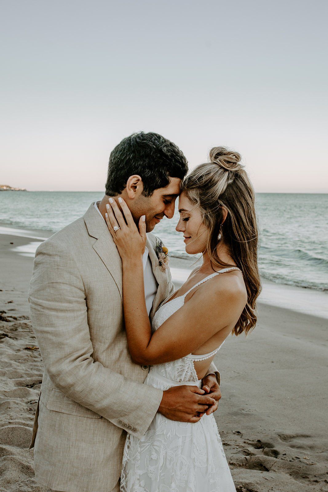 malibu couple after their beach micro wedding