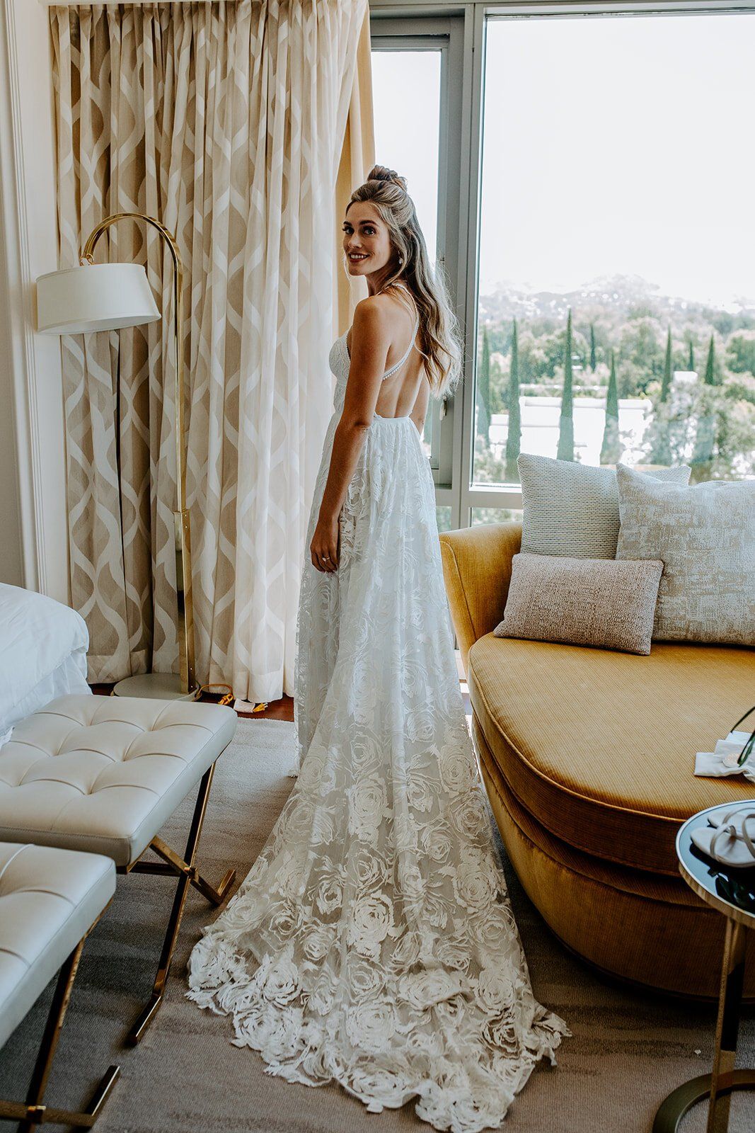 gorgeous bride before LA micro wedding