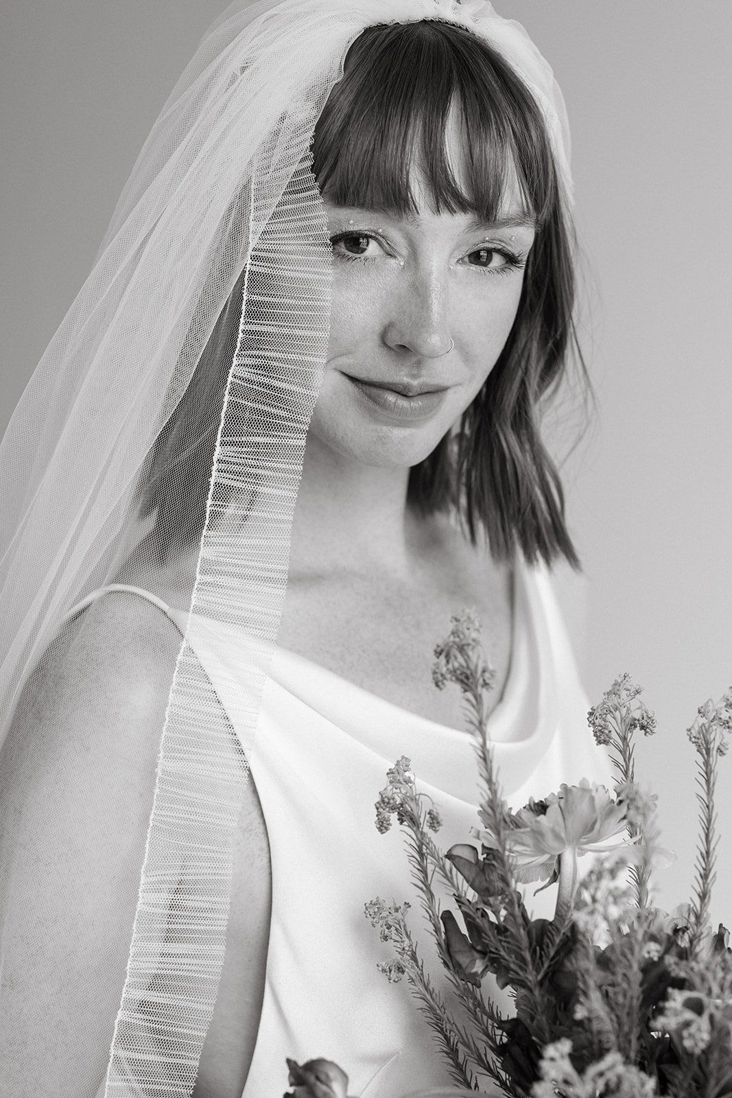 chic and modern hair and makeup look for this bride's downtown LA elopement