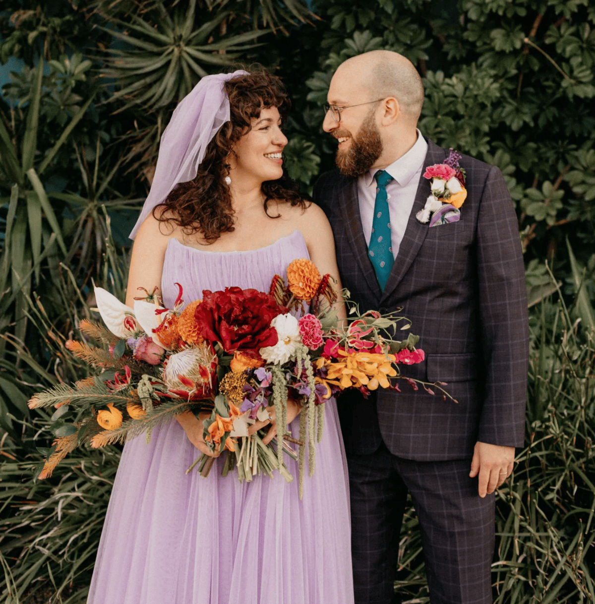 LA couple plan lush, plant filled, urban DTLA wedding at the valentine