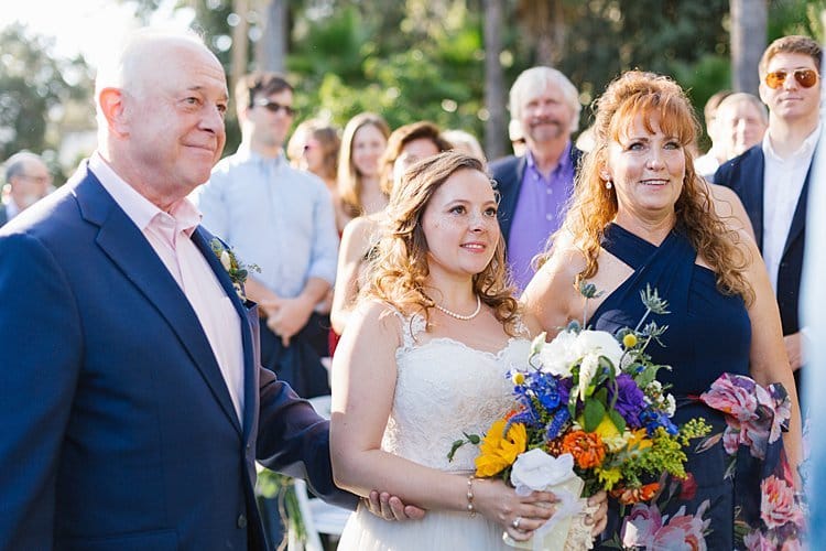Stunning bride and her parents during her wedding at Newhall Mansion - Piru California